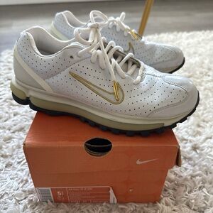Nike Kids White and Gold Sneakers